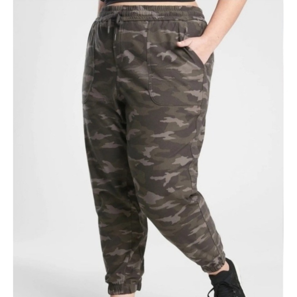 Athleta Farallon Camo Thick Knit‎ Joggers Cotton Stretch Pockets Women's Plus 24